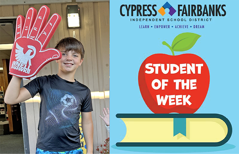 Rennell Elementary Third Grader Named Cy-Fair ISD Student of the Week