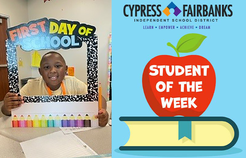 Wells Elementary School Student Named CFISD Student of the Week